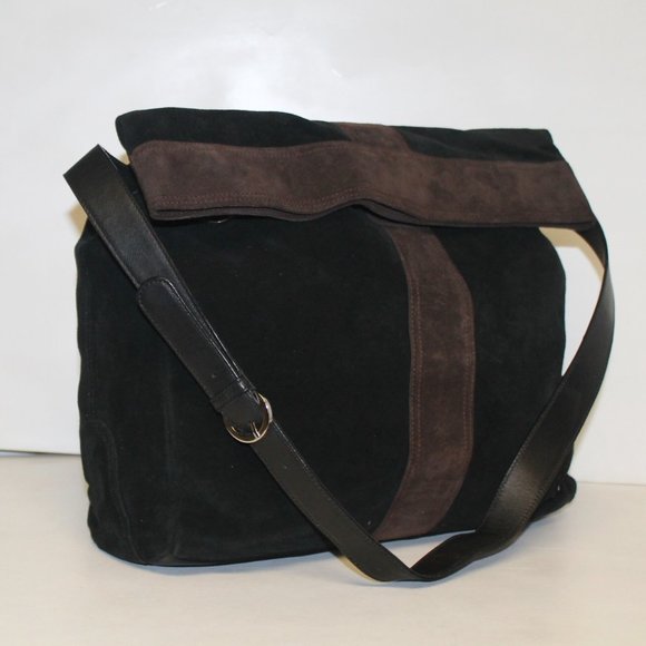 Large ECHO Suede Leather Flap Over Slouchy Shoulder Bag Handbag Purse - Picture 3 of 14